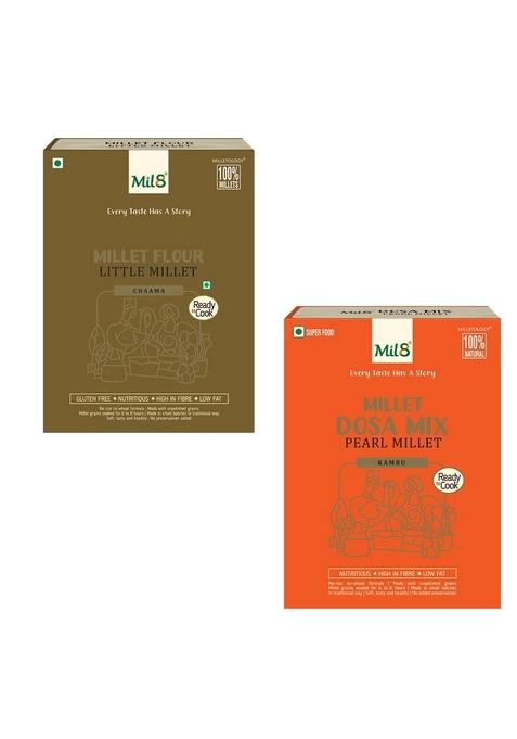 Mil8 Flour Little & Dosamix Pearl Millet Combo (300Gram-300Gram) Nutritious, Delicious And Healthy Breakfast Solution