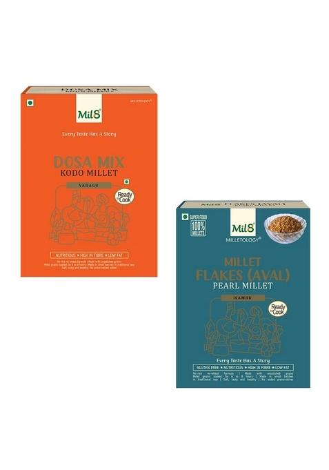 Mil8 Dosamix Kodo & Flakes (Aval) Pearl Millet Combo (300Gram-200Gram) Nutritious, Delicious And Healthy Breakfast Solution