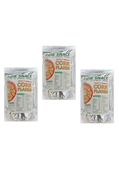 Combo Pack Of 3 Kwik Snack Crispy & Crunchy Corn Flakes(200 Gm Each)