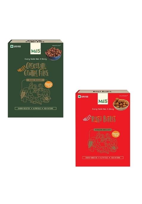 Mil8 Ragi Chocolate Centre Fills & Ragi Balls Combo (100Gram-40Gram) Nutritious, Delicious And Healthy Breakfast Solution