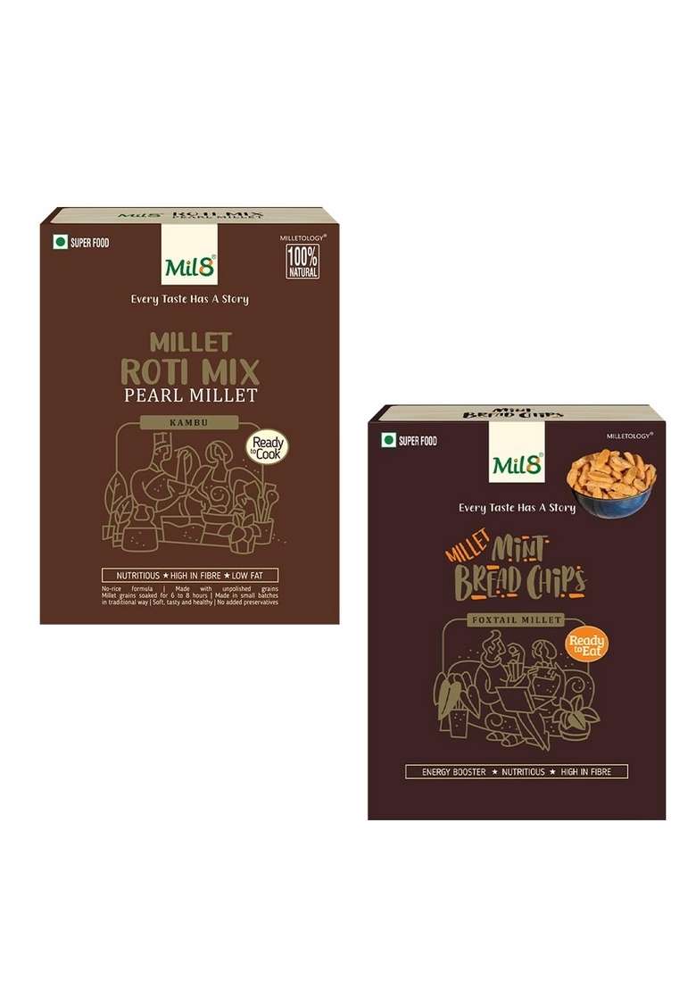 Mil8 Rotimix Pearl & Bread Chips Mint Combo (300Gram-40Gram) Nutritious, Delicious And Healthy Breakfast Solution - Indya