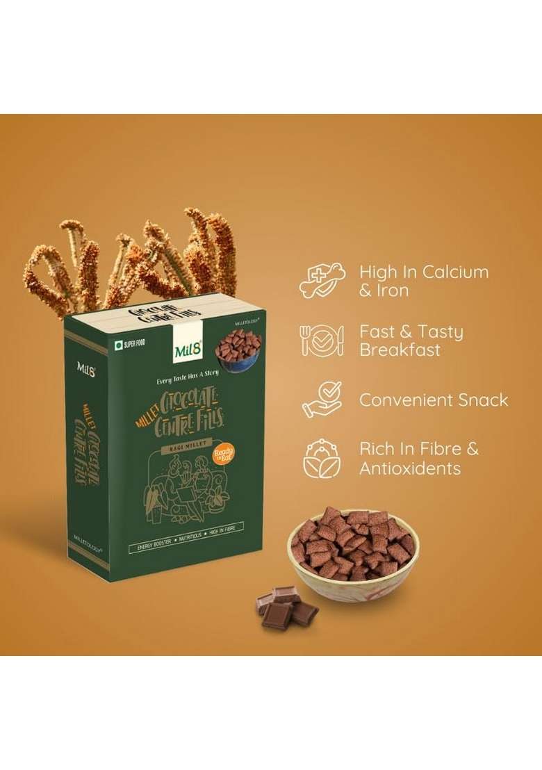 Mil8 Ragi Chocolate Centre Fills & Pancake Mix Chocolate Combo (100Gram-200Gram) Nutritious, Delicious And Healthy Breakfast Solution - Indya