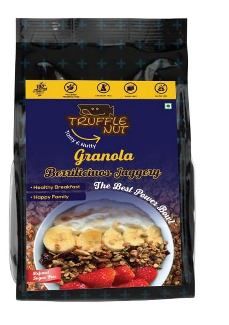 Trufflenut Delicious Jaggery Granola | 55% Nuts And Power Seeds| No Added Sugar Or Preservatives | Rolled Oats| Kick Start Day With Trufflenut Granola| Stay Energized| Best Granola In Market (250)