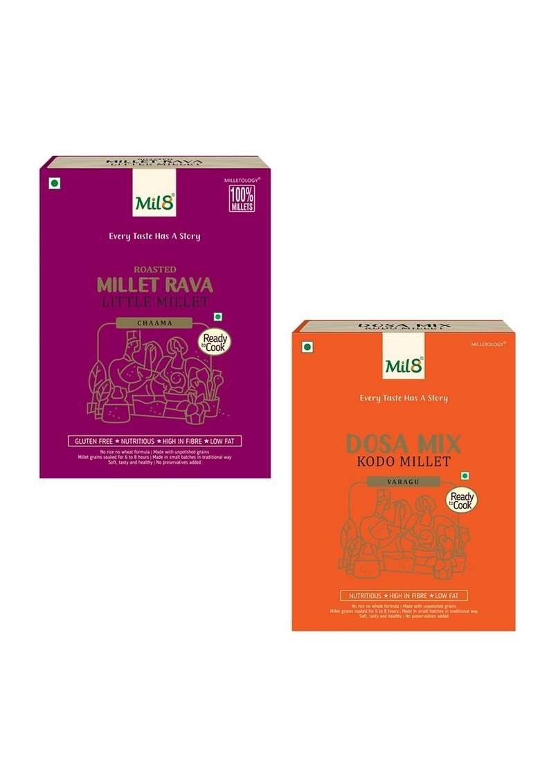 Mil8 Rava Little & Dosamix Kodo Millet Combo (300Gram-300Gram) Nutritious, Delicious And Healthy Breakfast Solution - Indya