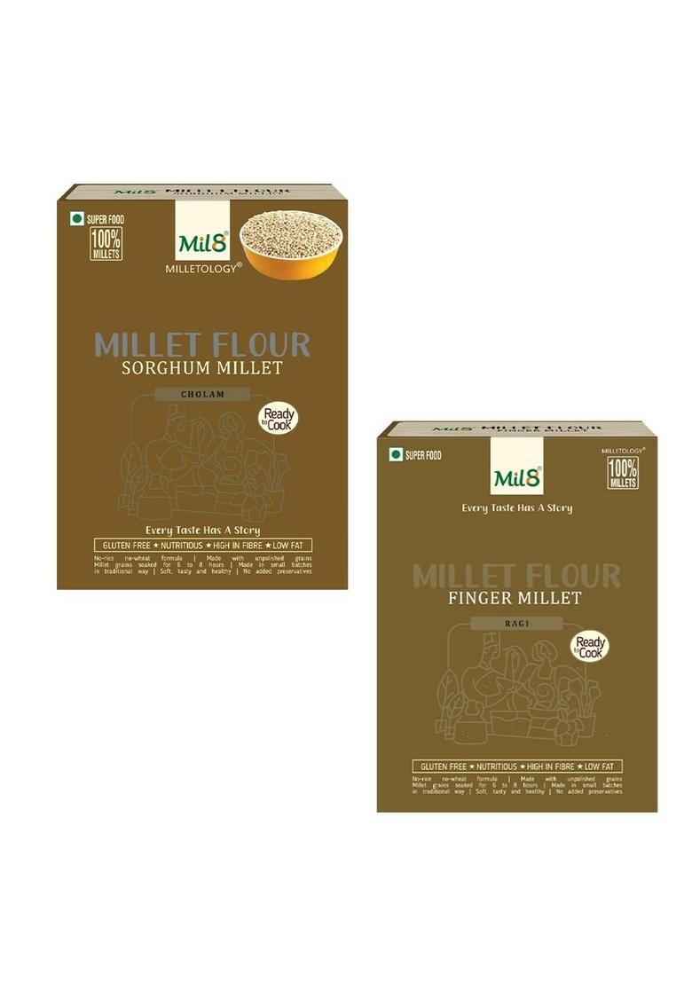Mil8 Flour Sorghum & Flour Finger Millet Combo (300Gram-300Gram) Nutritious, Delicious And Healthy Breakfast Solution