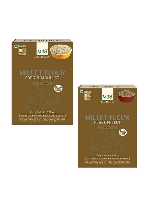 Mil8 Flour Sorghum & Flour Pearl Millet Combo (300Gram-300Gram) Nutritious, Delicious And Healthy Breakfast Solution