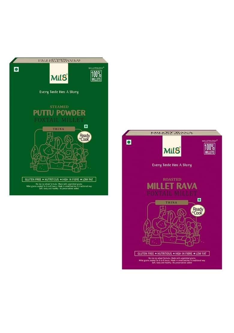 Mil8 Puttu Powder Foxtail & Rava Foxtail Millet Combo (300Gram-300Gram) Nutritious, Delicious And Healthy Breakfast Solution - Indya