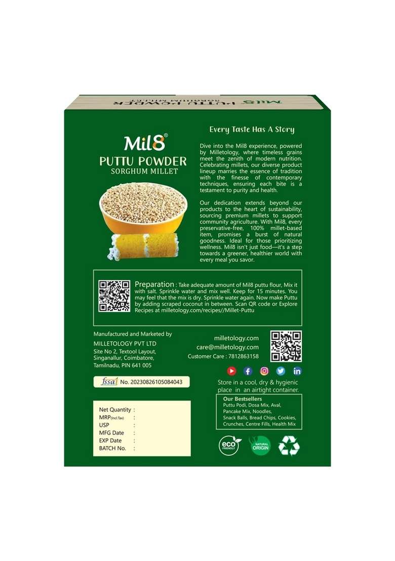 Mil8 Puttu Powder Sorghum & Dosamix Finger Millet Combo (300Gram-300Gram) Nutritious, Delicious And Healthy Breakfast Solution - Indya