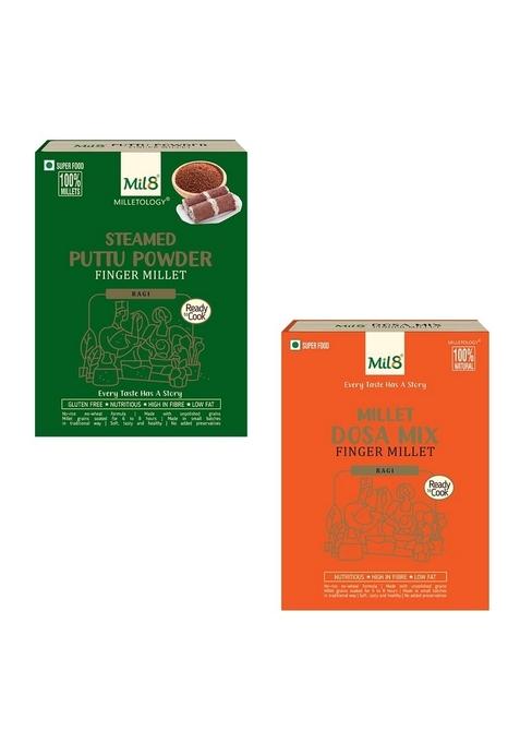 Mil8 Puttu Powder Finger & Dosamix Finger Millet Combo (300Gram-300Gram) Nutritious, Delicious And Healthy Breakfast Solution