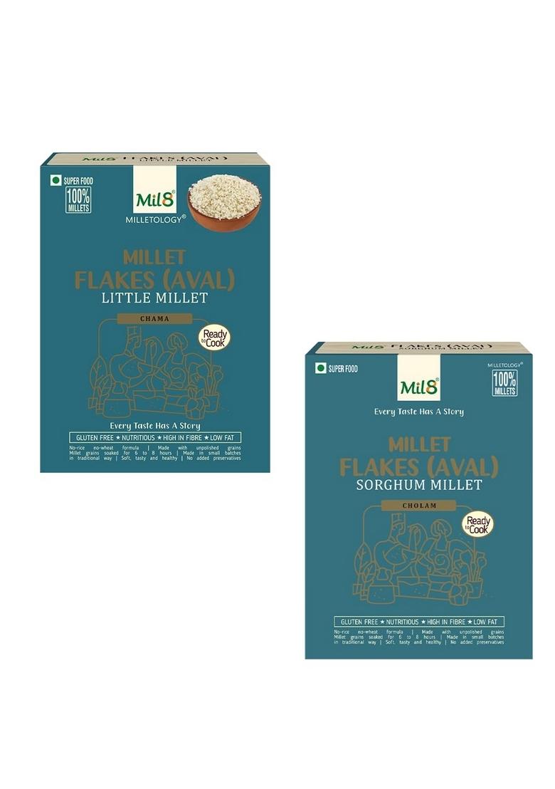 Mil8 Flakes (Aval) Little & Flakes (Aval) Sorghum Millet Combo (200Gram-200Gram) Nutritious, Delicious And Healthy Breakfast Solution