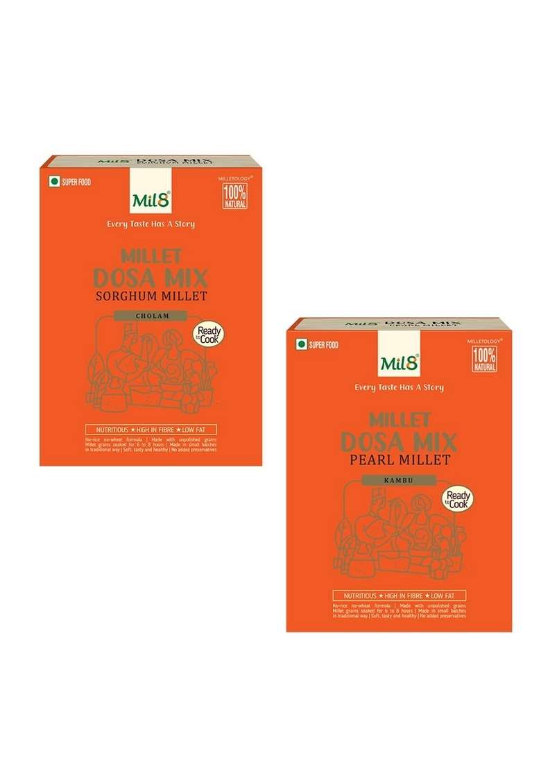 Mil8 Dosamix Sorghum & Dosamix Pearl Millet Combo (300Gram-300Gram) Nutritious, Delicious And Healthy Breakfast Solution - Indya