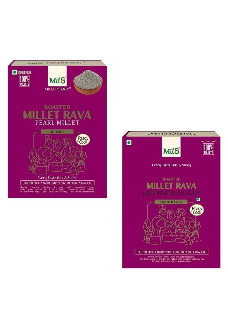 Mil8 Rava Pearl & Rava Barnyard Millet Combo (300Gram-300Gram) Nutritious, Delicious And Healthy Breakfast Solution - Indya