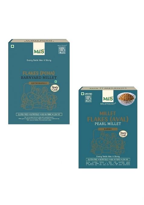 Mil8 Flakes (Aval) Barnayard & Flakes (Aval) Pearl Millet Combo (200Gram-200Gram) Nutritious, Delicious And Healthy Breakfast Solution