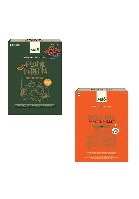 Mil8 Ragi Chocolate Centre Fills & Dosamix Foxtail Millet Combo (100Gram-300Gram) Nutritious, Delicious And Healthy Breakfast Solution