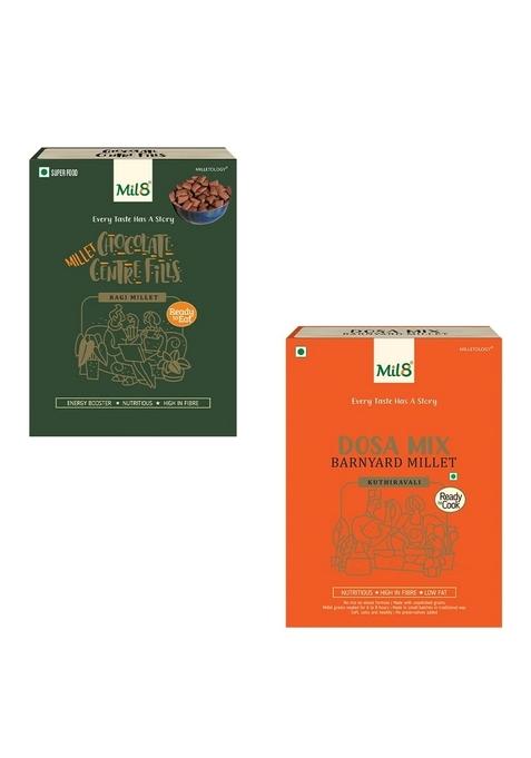 Mil8 Ragi Chocolate Centre Fills & Dosamix Barnyard Millet Combo (100Gram-300Gram) Nutritious, Delicious And Healthy Breakfast Solution