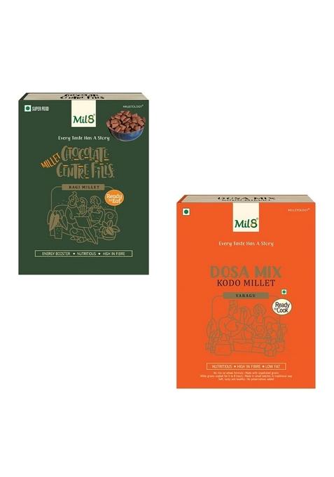 Mil8 Ragi Chocolate Centre Fills & Dosamix Kodo Millet Combo (100Gram-300Gram) Nutritious, Delicious And Healthy Breakfast Solution