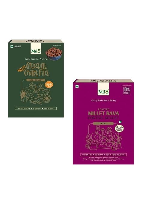 Mil8 Ragi Chocolate Centre Fills & Rava Foxtail Millet Combo (100Gram-300Gram) Nutritious, Delicious And Healthy Breakfast Solution