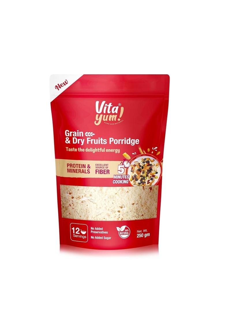 Vitayum Grain & Dry Fruits Porridge With Dry Dates, Almonds & Pistachios Natural Immunity Booster, Rich In Dietary Fiber & Protein | Nutritious & Healthy Cereal 250G