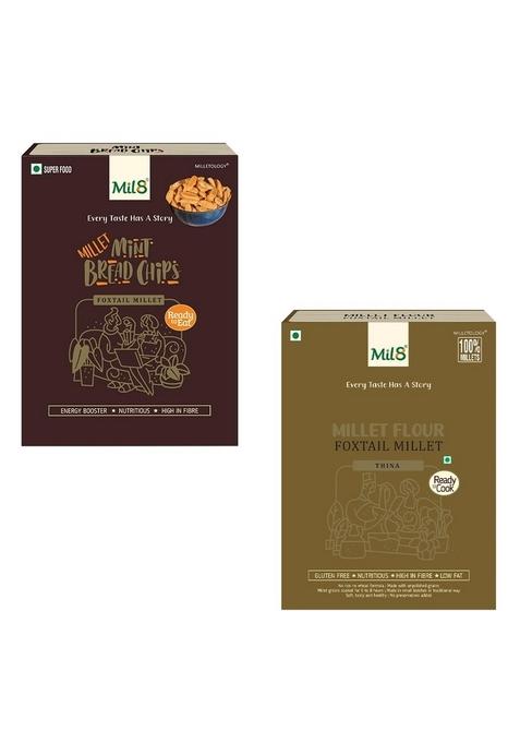 Mil8 Bread Chips Mint & Flour Foxtail Millet Combo (40Gram-300Gram) Nutritious, Delicious And Healthy Breakfast Solution