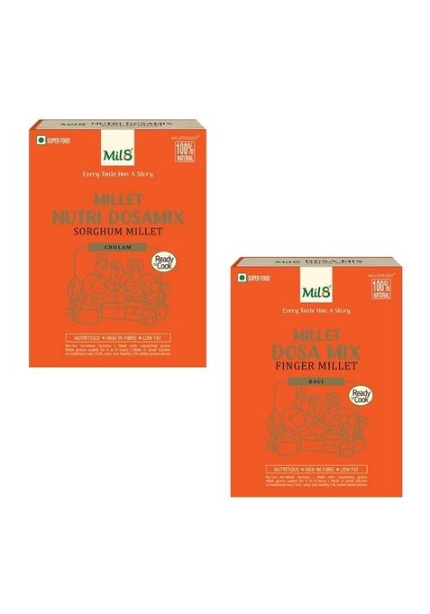 Mil8 Nutri Dosamix Sorghum & Dosamix Finger Millet Combo (300Gram-300Gram) Nutritious, Delicious And Healthy Breakfast Solution