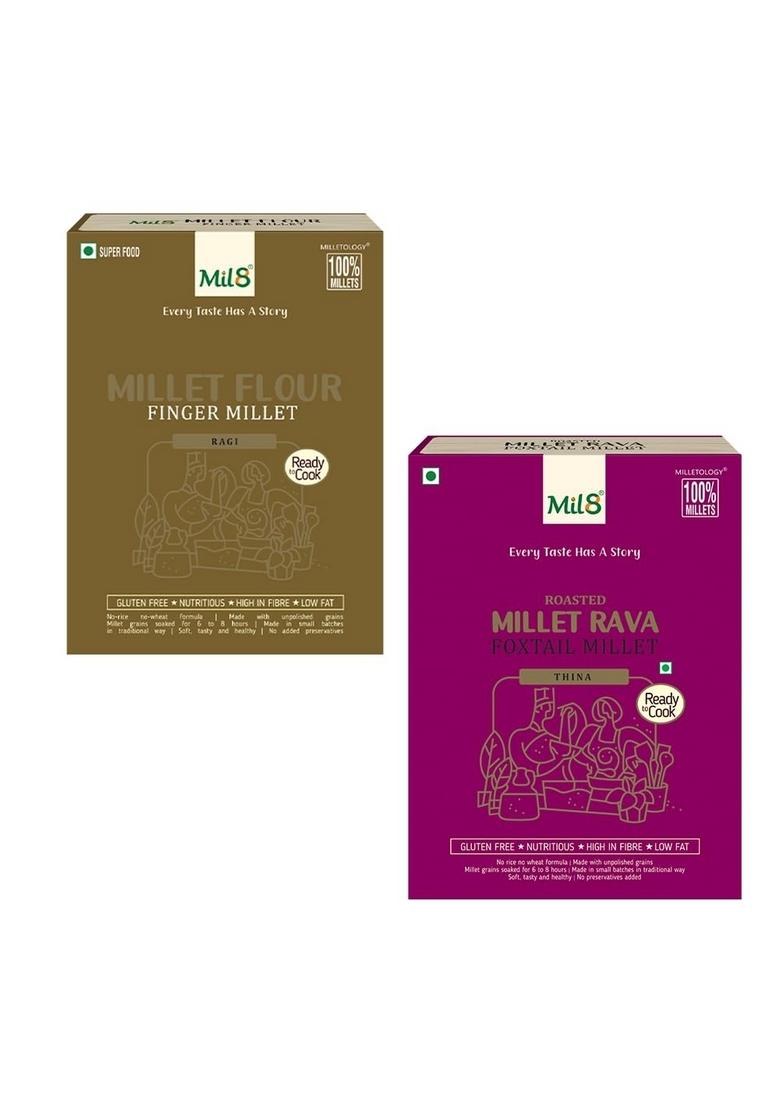 Mil8 Flour Finger & Rava Foxtail Millet Combo (300Gram-300Gram) Nutritious, Delicious And Healthy Breakfast Solution
