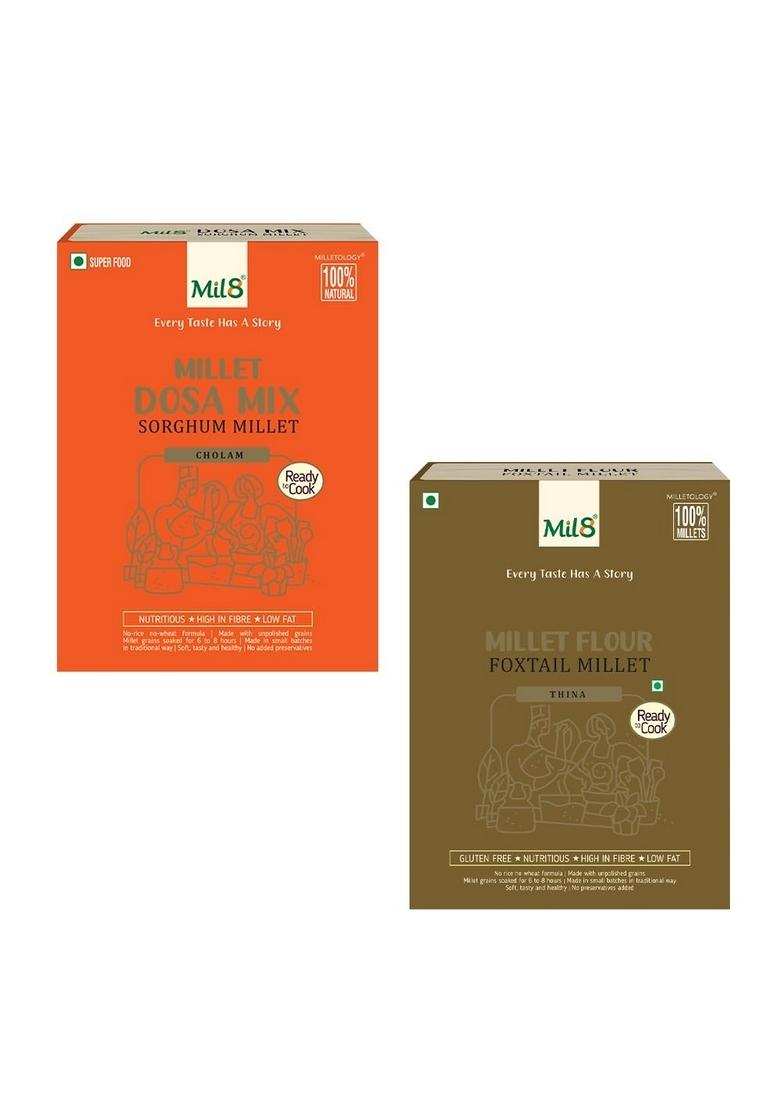 Mil8 Dosamix Sorghum & Flour Foxtail Millet Combo (300Gram-300Gram) Nutritious, Delicious And Healthy Breakfast Solution