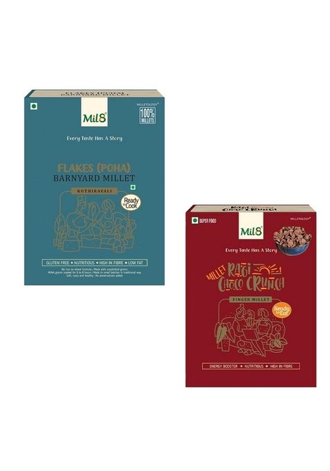 Mil8 Flakes (Aval) Barnayard & Ragi Choco Crunch Combo (200Gram-80Gram) Nutritious, Delicious And Healthy Breakfast Solution