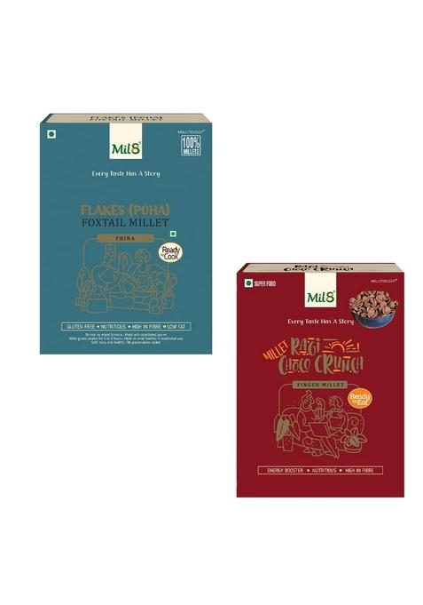 Mil8 Flakes (Aval) Foxtail & Ragi Choco Crunch Combo (200Gram-80Gram) Nutritious, Delicious And Healthy Breakfast Solution