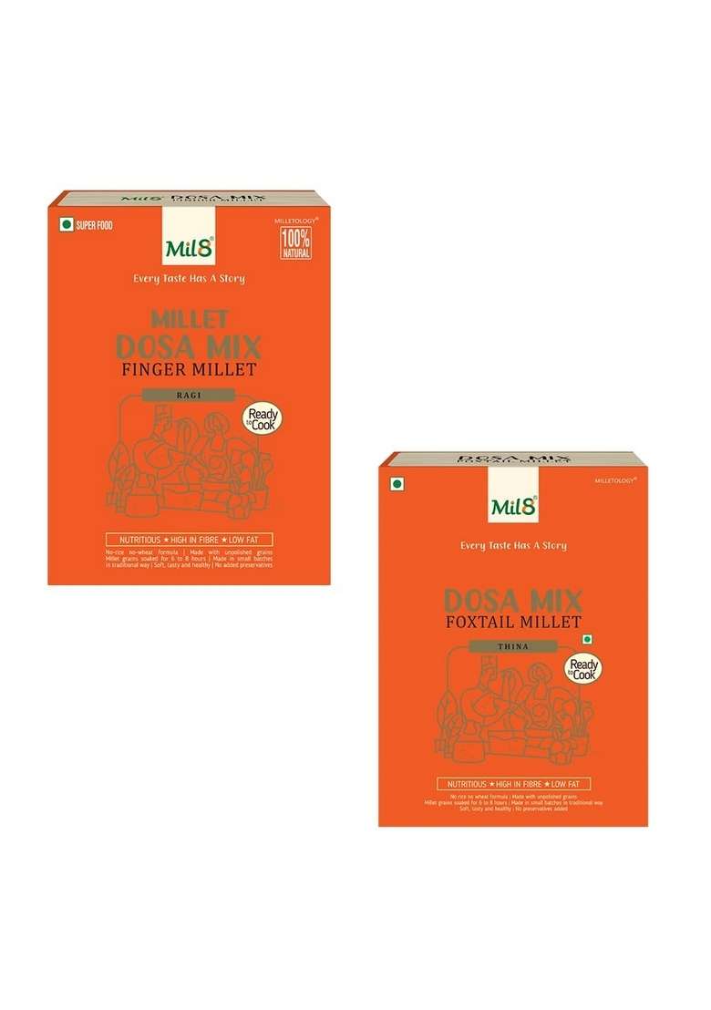 Mil8 Dosamix Finger & Dosamix Foxtail Millet Combo (300Gram-300Gram) Nutritious, Delicious And Healthy Breakfast Solution - Indya