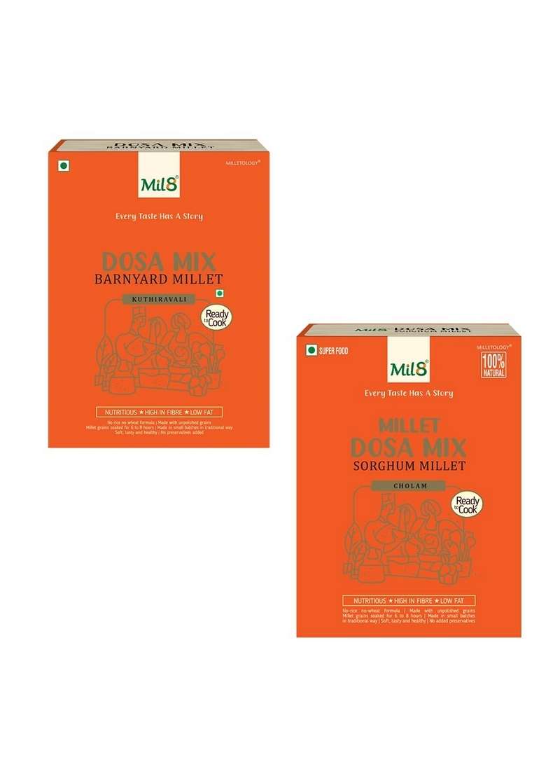 Mil8 Dosamix Barnyard & Dosamix Sorghum Millet Combo (300Gram-300Gram) Nutritious, Delicious And Healthy Breakfast Solution - Indya