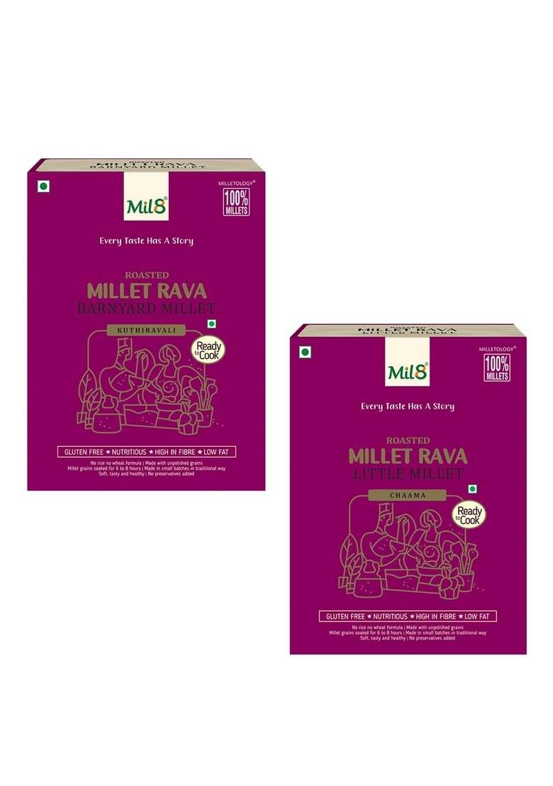 Mil8 Rava Barnyard & Rava Little Millet Combo (300Gram-300Gram) Nutritious, Delicious And Healthy Breakfast Solution - Indya