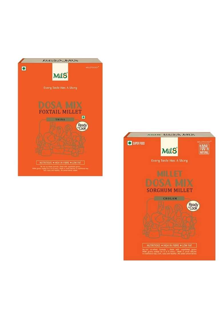 Mil8 Dosamix Foxtail & Dosamix Sorghum Millet Combo (300Gram-300Gram) Nutritious, Delicious And Healthy Breakfast Solution - Indya