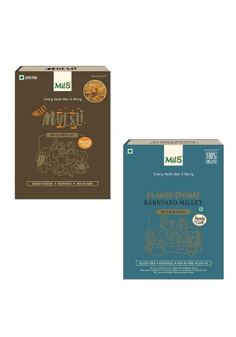 Mil8 Muesli & Flakes (Aval) Barnayard Millet Combo (100Gram-200Gram) Nutritious, Delicious And Healthy Breakfast Solution
