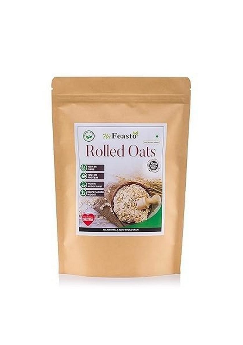 Wefeasto Roled Oats | High-Fiber Breakfast Cerea | Oats | Oatmeal Breakfast | Diet Food For Weight Loss | Oats Organic | High Protein Oats 1 Kg Pack Of 2 (500 Gr X 2 Pack) Pack 2