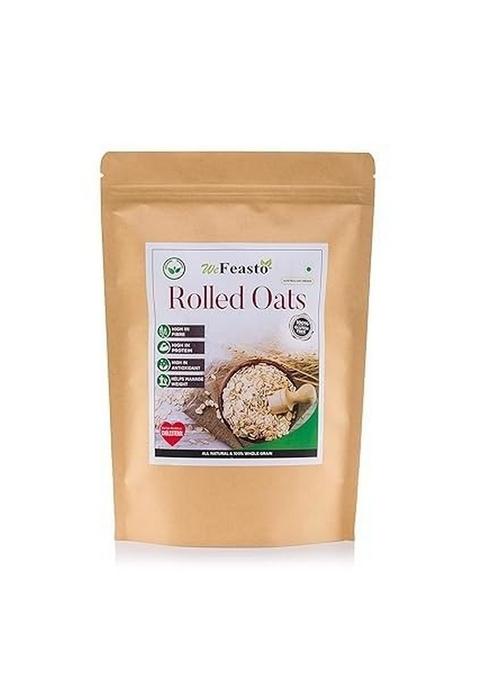 Wefeasto Roled Oats | High-Fiber Breakfast Cerea | Oats | Oatmeal Breakfast | Diet Food For Weight Loss | Oats Organic | High Protein Oats 1 Kg Pack Of 2 (500 Gr X 2 Pack) Pack 2