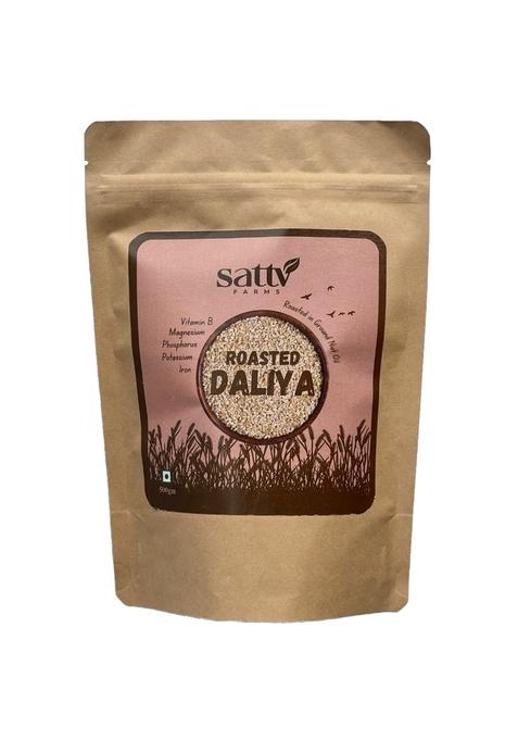 Sattv Farms Roasted Daliya 500G | High Fibre, No Added Sugar, Rich In Protein
