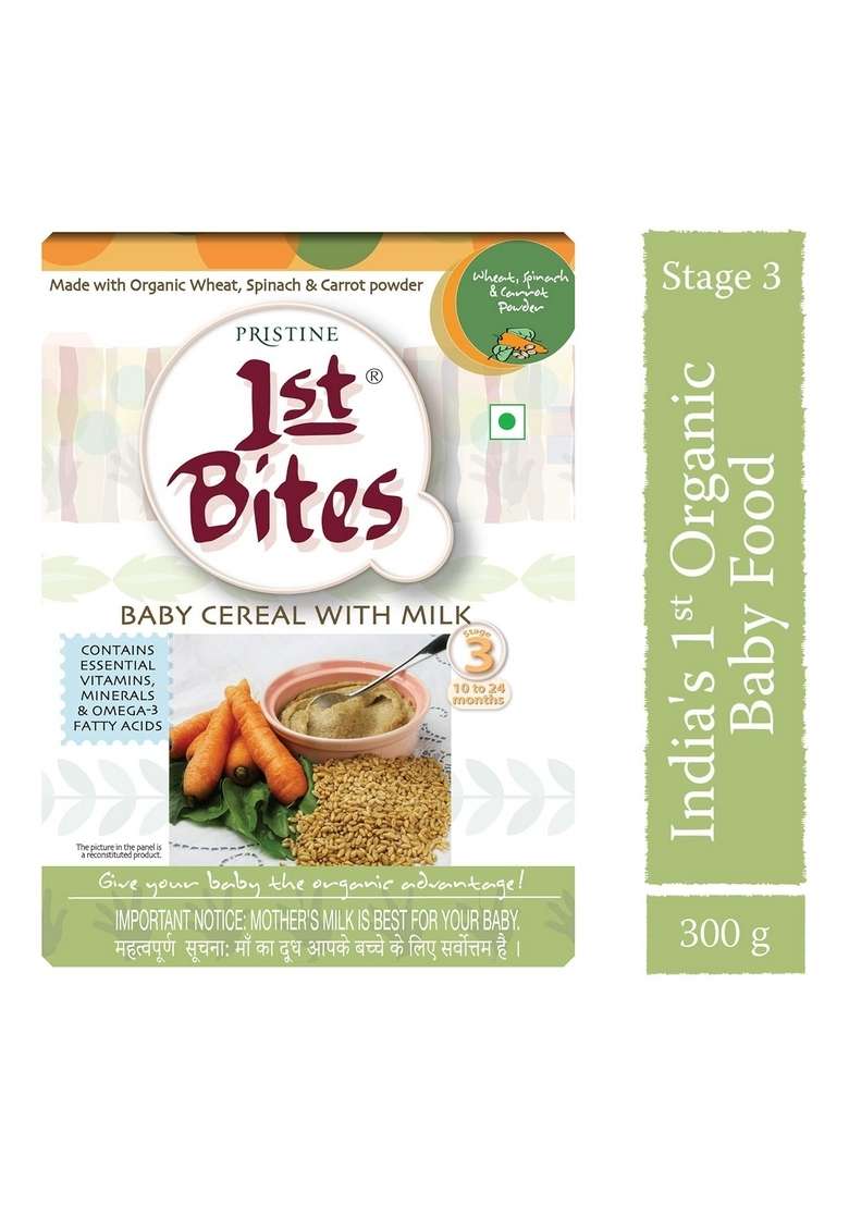 Pristine 1St Bites - Wheat, Spinach & Carrot Powder (10 Months - 24 Months) Stage - 3, 300G & Milletsstage - 3, 300G & Wheat & Apple Powder (8 Months - 24 Months) Stage - 2, 300G - Indya