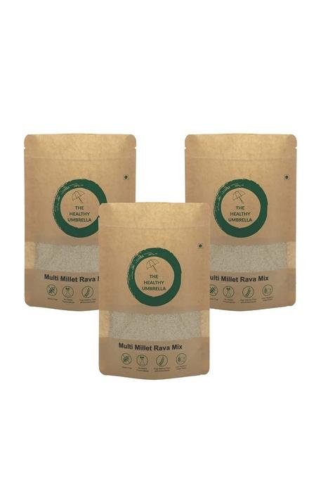 The Healthy Umbrella Millet Rava Mix, Rava Premix, 500 Gm Instant Ready To Cook Various Rava Dishes For Healthy Breakfast High Fiber Gluten Free For Weight Loss Made With Unpolished Millets Pack Of 3