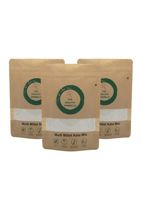The Healthy Umbrella Multi Millet Flour Mix 500 Gm (Pack Of 3) Unpolished Millets Atta For Pancakes, Cookies, Bread, Dosa, Cakes High Protein Dietary Fibre Gluten Free Diabetes Friendly Healthy Meal