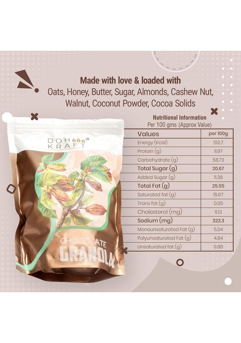 Avarya Crunchy & Delicious Granola | Healthy On-The-Go Snack | Perfect For Breakfast, Smoothies, & Yogurt (250 Gms, Chocolate Granola)