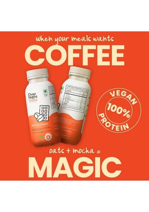 Overnight Oats With Vegan Protein | High Protein Oats Breakfast With Dietary Fibre | Just Add Milk | Ready In Minutes | No Preservatives | 1 Chocolate Chips + 5 Mocha (Pack Of 6, 50G Each)