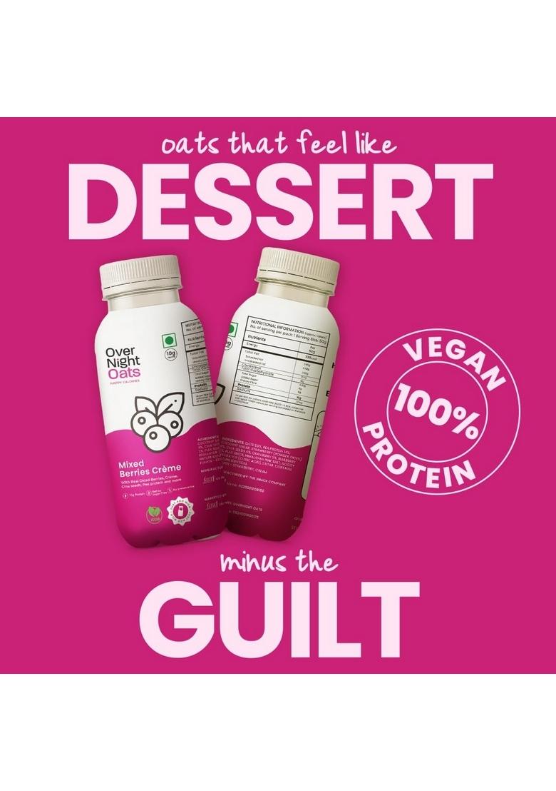 Overnight Oats With Vegan Protein | High Protein Oats Breakfast With Dietary Fibre | Just Add Milk | Ready In Minutes | No Preservatives | 5 Mixed Berries + 1 Mocha (Pack Of 6, 50G Each)