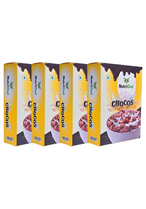 Nutriowl Chocos 200G Pack Of 4 – Whole Grain Breakfast Cereal, Rich In Fibre, High In Calcium & Protein, Packed With Essential Vitamins & Minerals