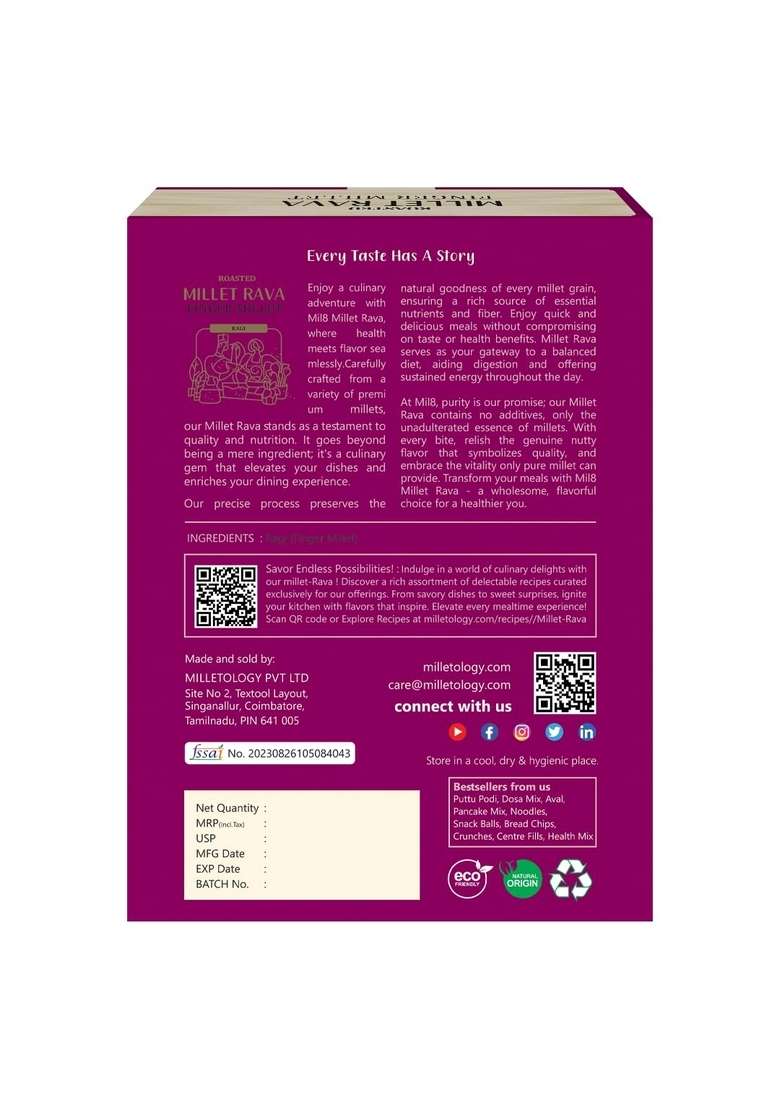 Mil8 Rava Finger & Corn Puffs Masala Combo (300Gram-30Gram) Nutritious, Delicious And Healthy Breakfast Solution - Indya
