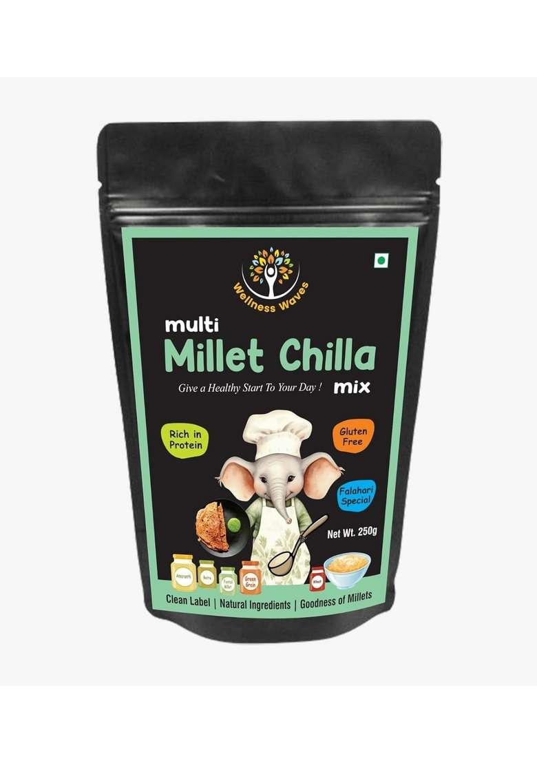 Wellness Waves Multi Millet Chilla Mix, Gluten Free, High Protein, 250G - Indya