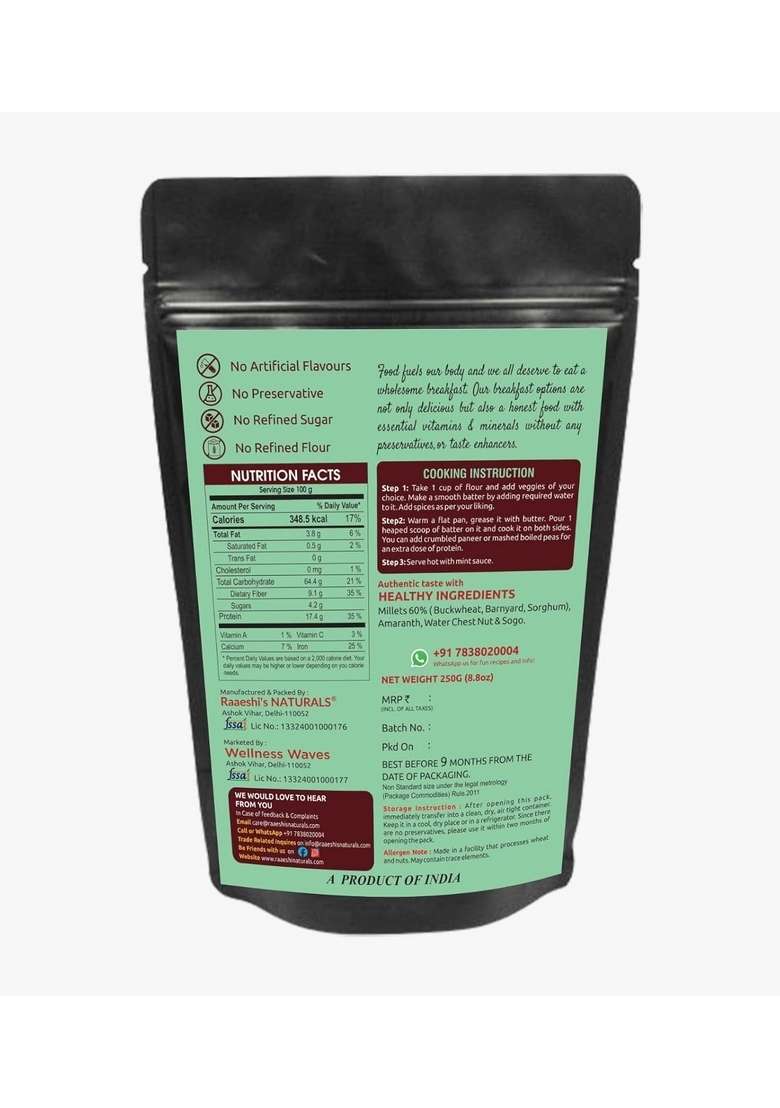 Wellness Waves Multi Millet Chilla Mix, Gluten Free, High Protein, 250G - Indya