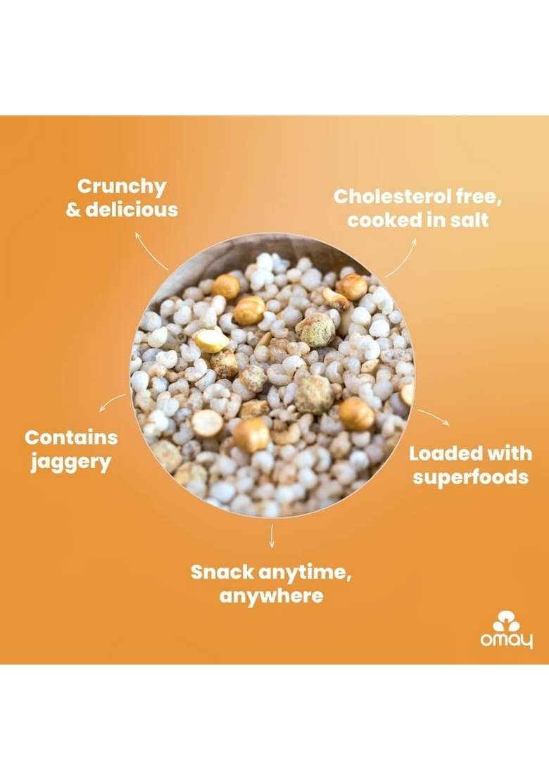 Omay Foods Millets & Jaggery Coated Chana, 200g Pouch (Pack of 2) | Healthy Roasted Snack 100% Oil-Free Gur Bajra No added Sugar Ready To Eat Guilt Free - Indya
