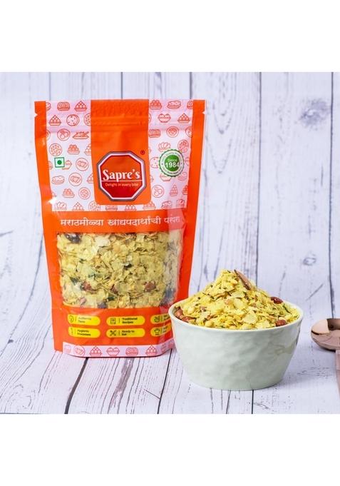 Sapre Foods Sapre's Patal Poha Chivada | Chiwda/Chevda Namkeen Flattened Rice Snack Roasted Chivda Festive Mix Healthy Crunchy & Tasty Ready to Eat Tea Time Snacks Pack of 2