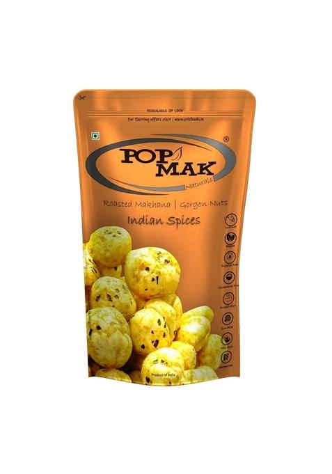 Popmak Roasted Makhana Indian Spices 80g Fox Nuts Healthy Snack All Natural Ingredients Resealable Pack Guilt Free Flavored