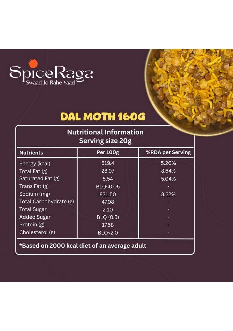 SPICERAGA | Dalmoth Pack of 5 No Palm Oil Pure Groundnut Trans Fat Crispy & Munchy Teatime Snack Healthy Dal Moth Namkeen 100% Natural Ingredients 160g Each - Indya